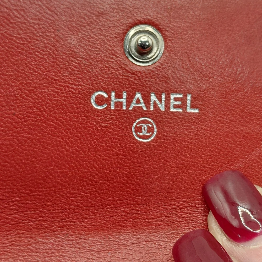 CHANEL Red Pink Quilted Matelasse Lambskin Long Wallet